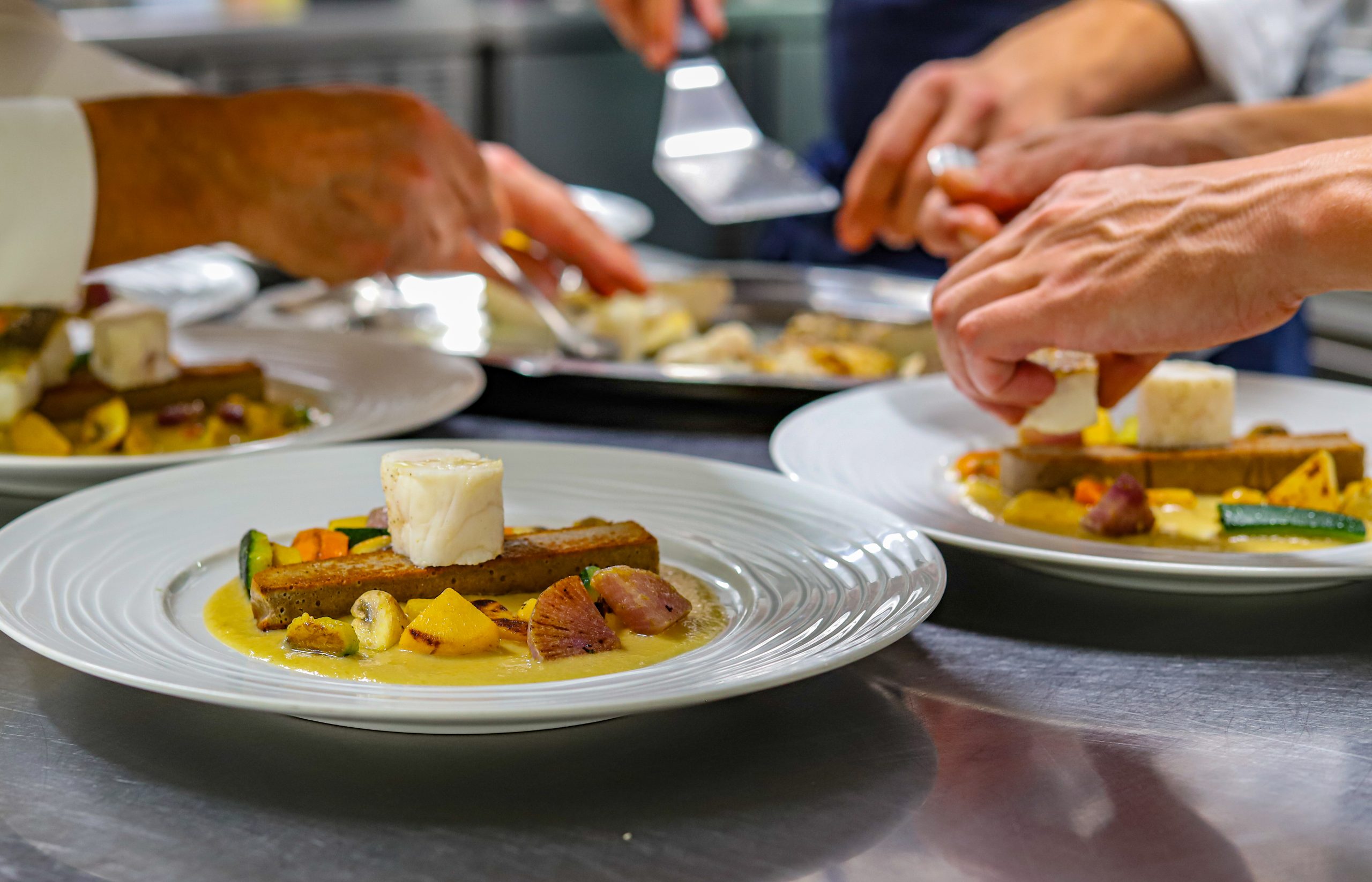 gastronomic dish in preparation - restaurant landeda