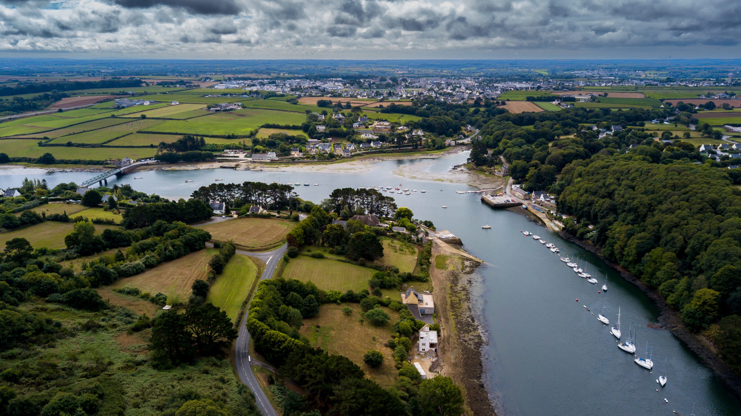 aerial view of a river - stay in brittany
